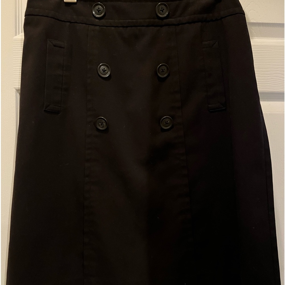 Black knee length double buttons skirt